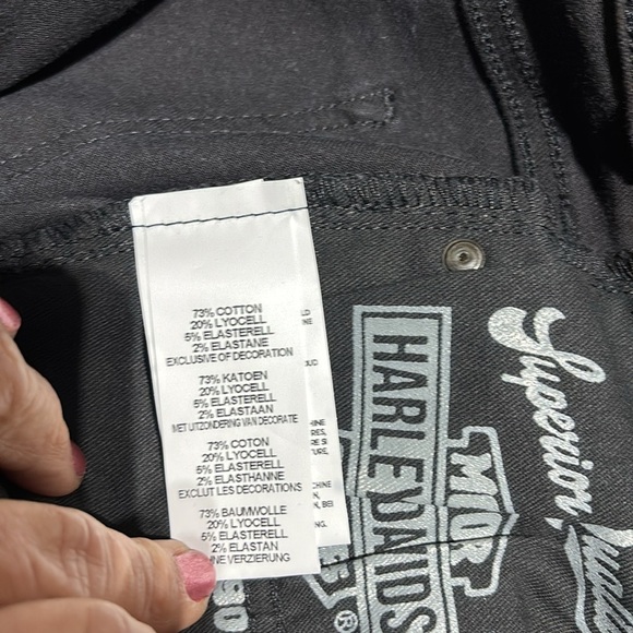 Harley Davidson High Rise skinny black denim Jeans,5 pocket,zip front,logo patch - Picture 9 of 11